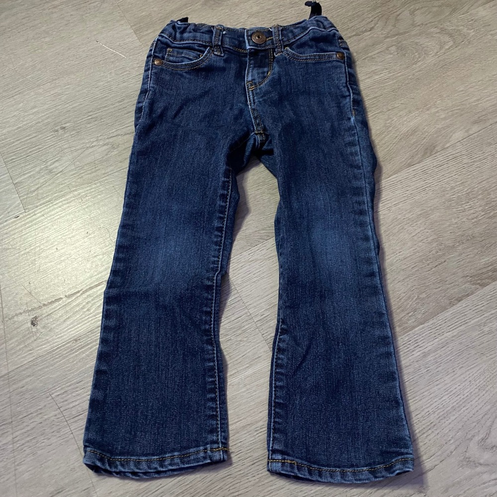 OshKosh B'gosh Boot Cut Jeans Kids 3T Dark Blue Denim Adjustable Waist